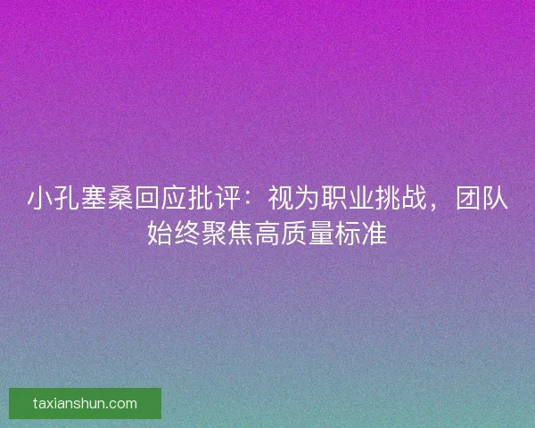 小孔塞桑回应批评：视为职业挑战，团队始终聚焦高质量标准